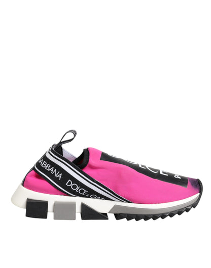 Dolce &amp; Gabbana Fuchsia Weiß Slip On Sorrento Sneakers Schuhe