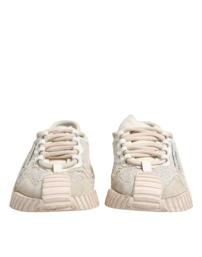 Dolce &amp; Gabbana Weiße Spitze NS1 Low Top Sneaker Sportschuhe