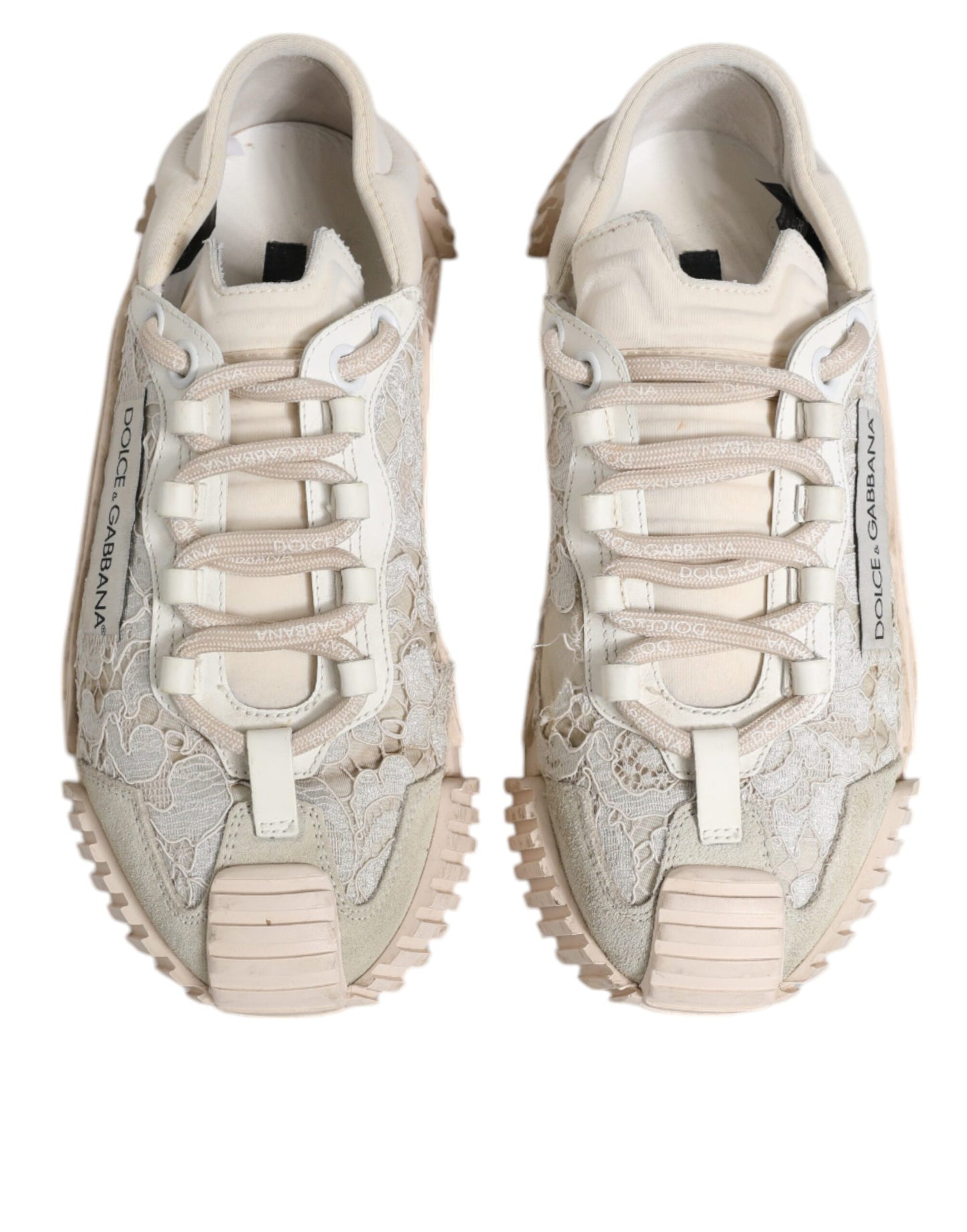 Dolce &amp; Gabbana Weiße Spitze NS1 Low Top Sneaker Sportschuhe