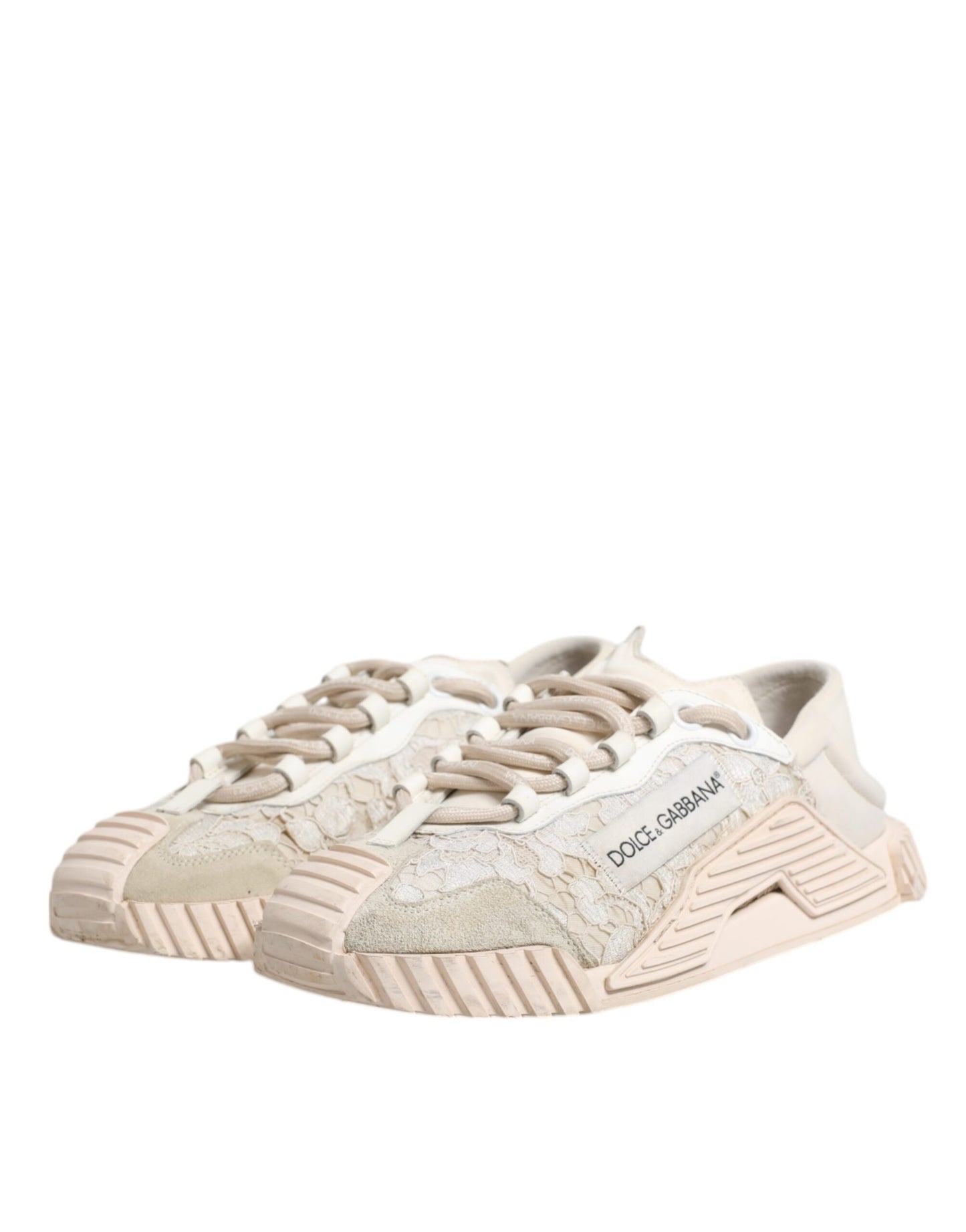 Dolce &amp; Gabbana Weiße Spitze NS1 Low Top Sneaker Sportschuhe