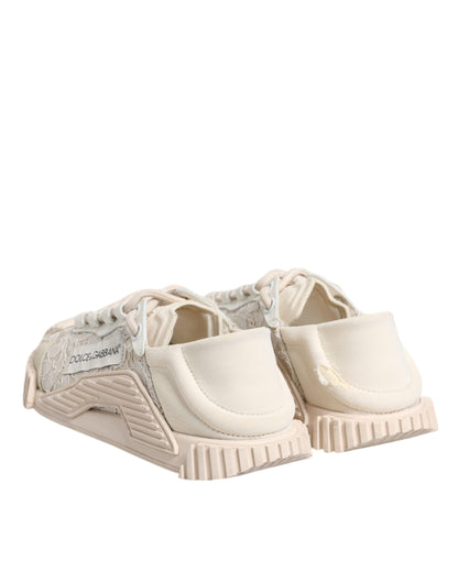 Dolce &amp; Gabbana Weiße Spitze NS1 Low Top Sneaker Sportschuhe