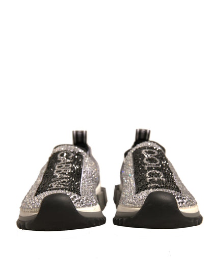Dolce &amp; Gabbana Silber Strass Sorrento Sneakers Schuhe