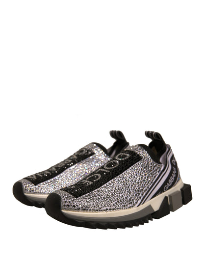 Dolce &amp; Gabbana Silber Strass Sorrento Sneakers Schuhe