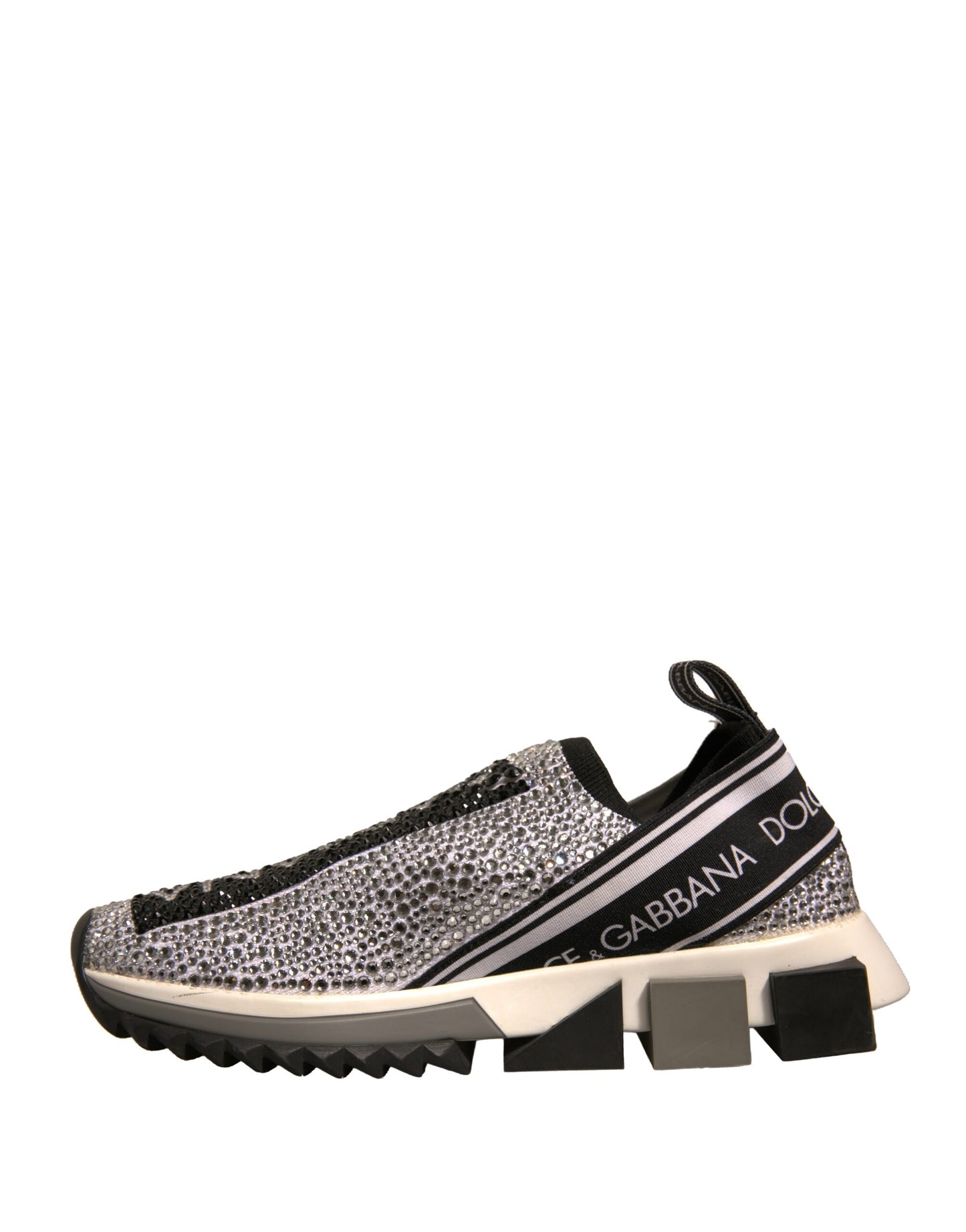 Dolce &amp; Gabbana Silber Strass Sorrento Sneakers Schuhe