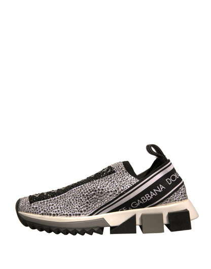 Dolce &amp; Gabbana Silber Strass Sorrento Sneakers Schuhe