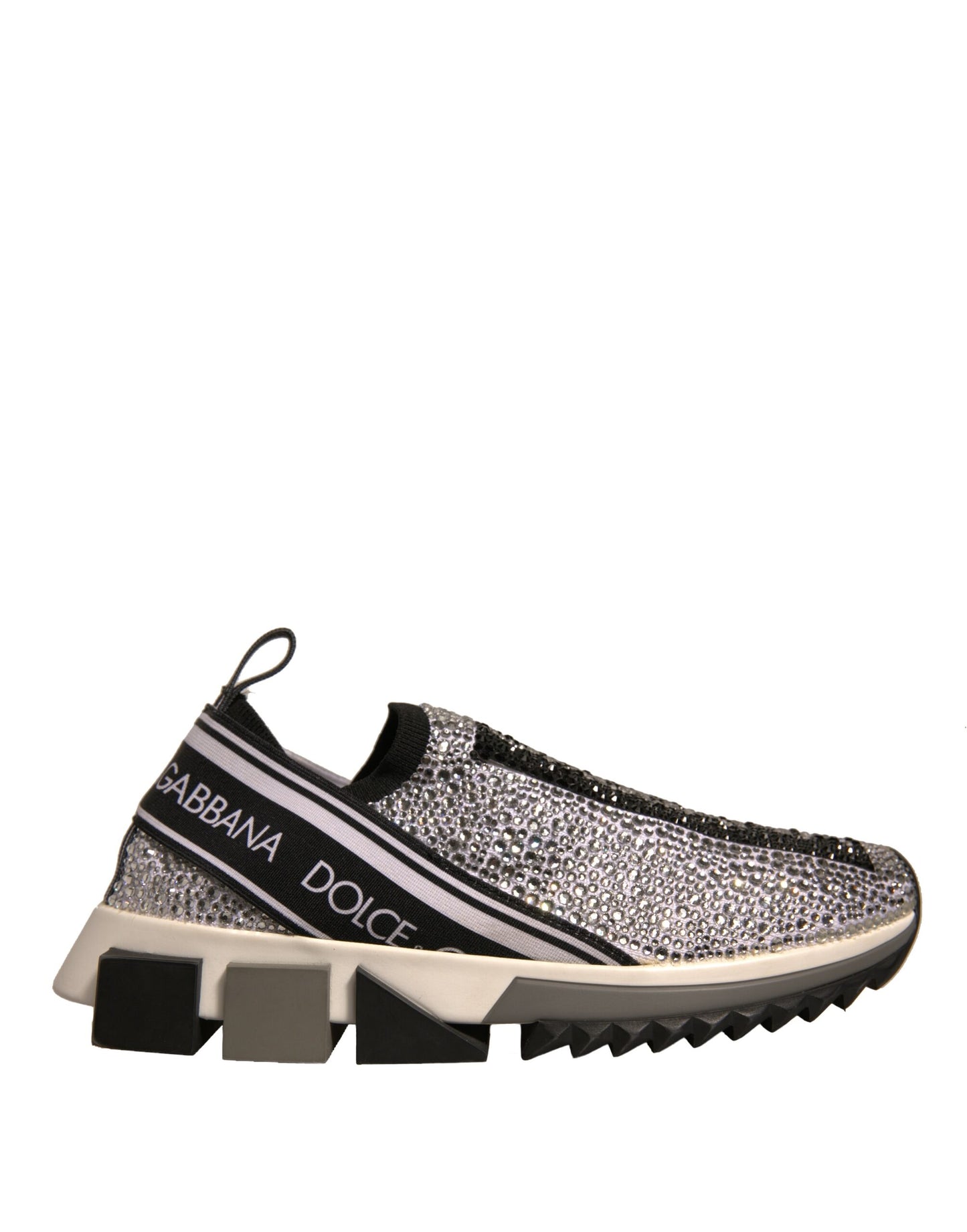 Dolce &amp; Gabbana Silber Strass Sorrento Sneakers Schuhe