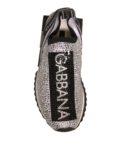 Dolce &amp; Gabbana Silber Strass Sorrento Sneakers Schuhe
