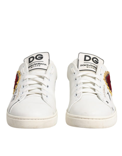 Dolce &amp; Gabbana – Weiße Sneakers aus Leder mit Herzverzierung