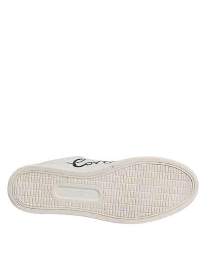 Dolce &amp; Gabbana – Weiße Sneakers aus Leder mit Herzverzierung