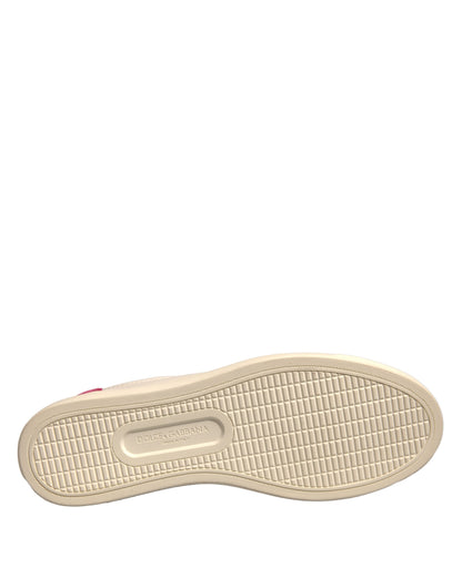 Dolce &amp; Gabbana Weiße Wildleder Low Top Sneakers Schuhe