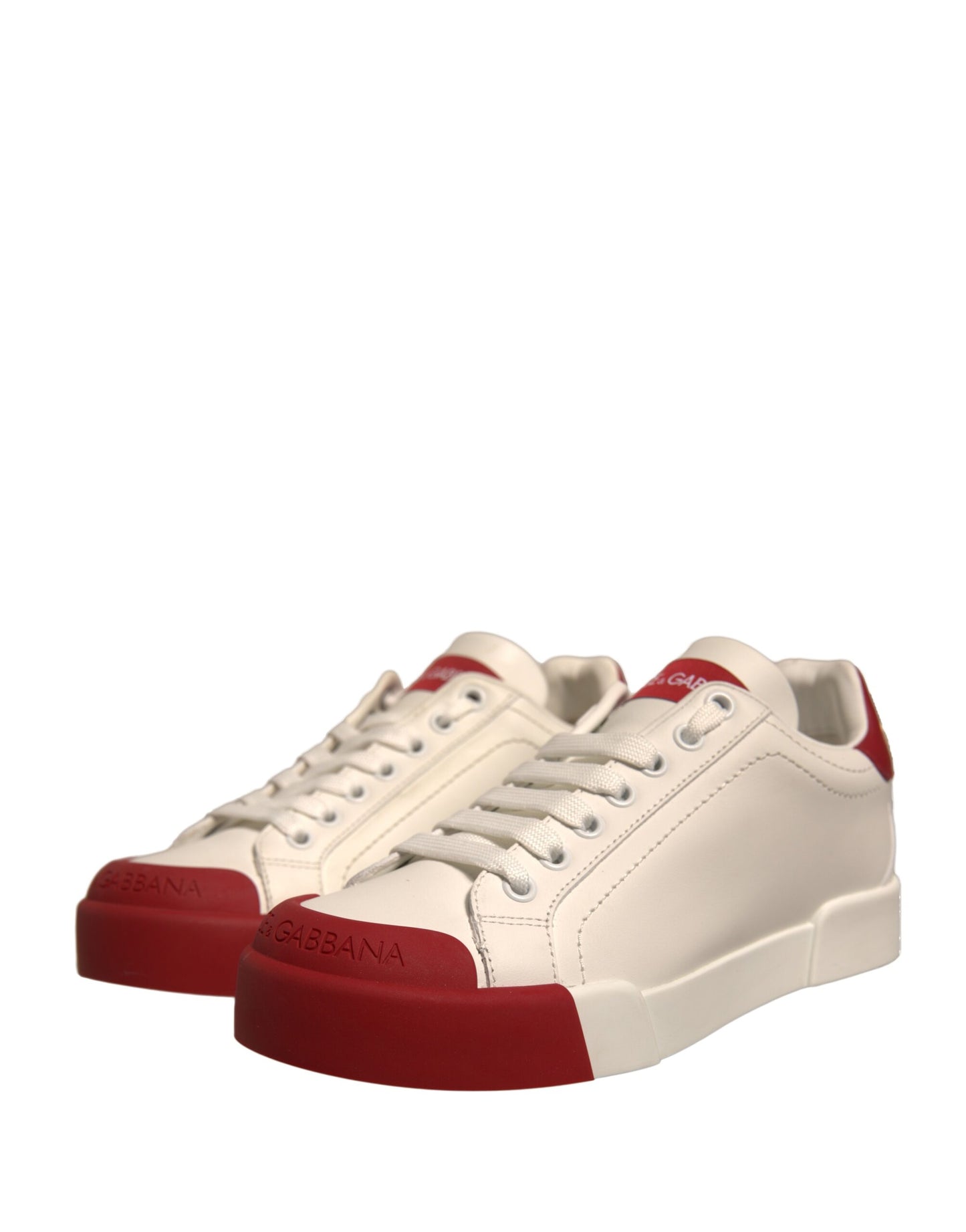 Dolce &amp; Gabbana Shoes Weiße Portofino-Sneaker aus Leder mit Logo
