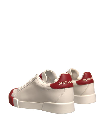 Dolce &amp; Gabbana Shoes Weiße Portofino-Sneaker aus Leder mit Logo