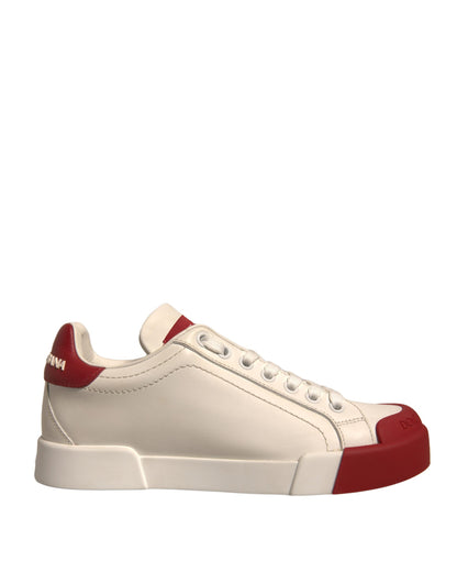 Dolce &amp; Gabbana Shoes Weiße Portofino-Sneaker aus Leder mit Logo