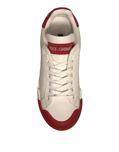 Dolce &amp; Gabbana Shoes Weiße Portofino-Sneaker aus Leder mit Logo