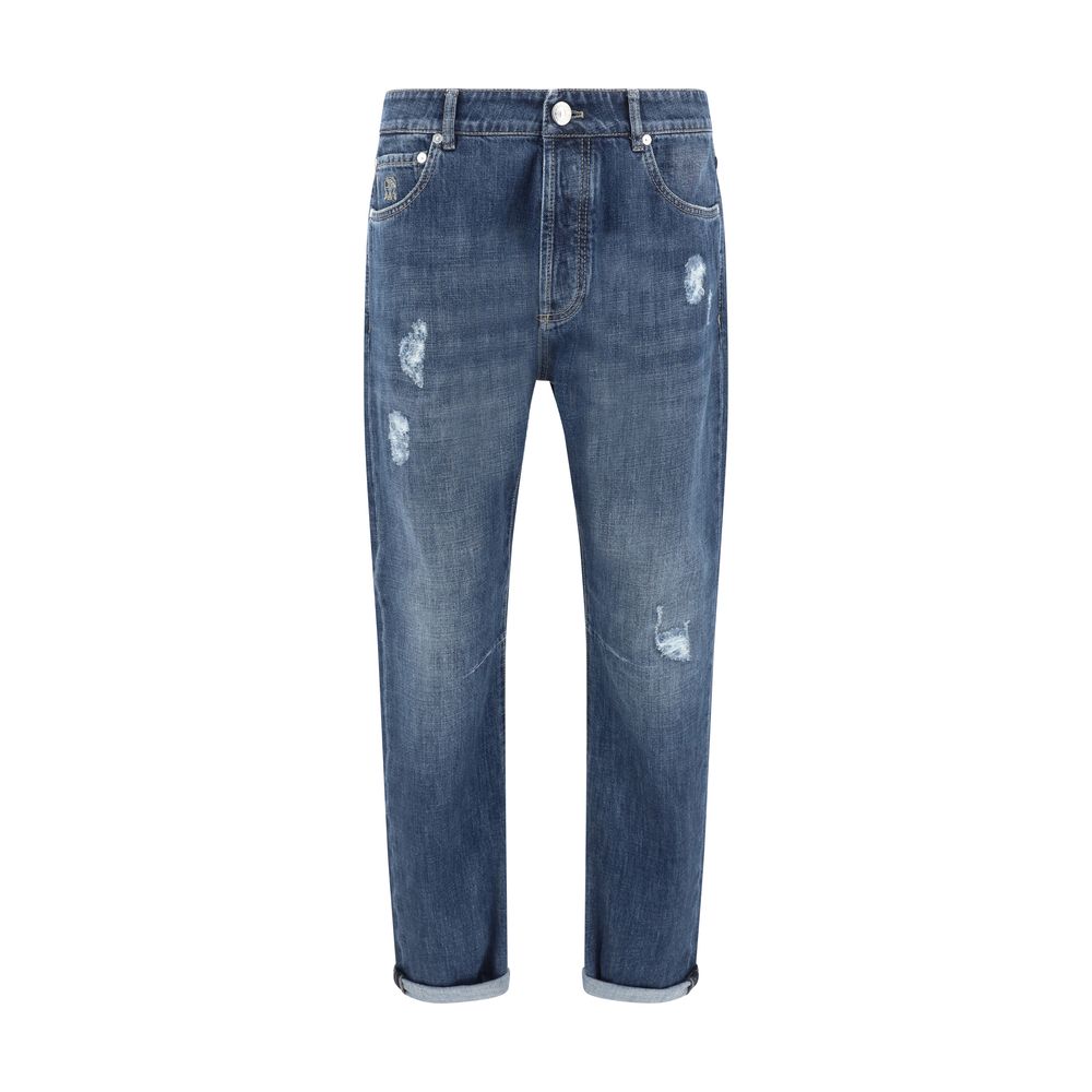 Brunello Cucinelli Blaue Baumwoll-Jeans mit geradem Bein