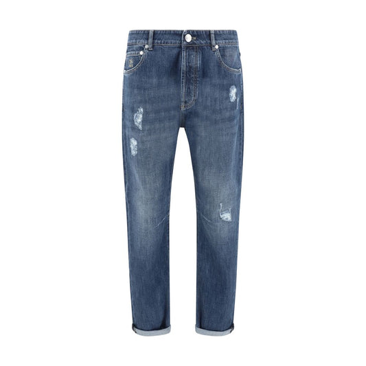 Brunello Cucinelli Blaue Baumwoll-Jeans mit geradem Bein