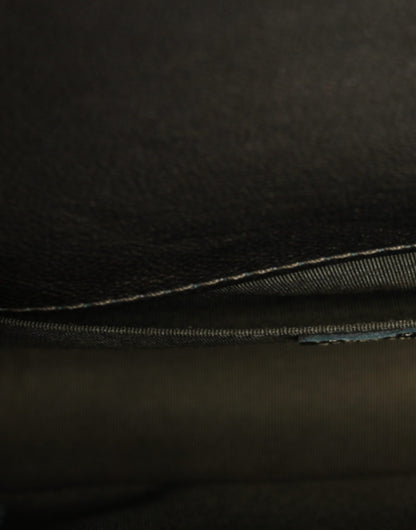 Chanel Dunkelgrüne Leder-Umhängetasche Graue Metall-Handtasche
