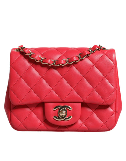 Chanel Pink Matelasse Chain Schultertasche aus Lammleder Mini