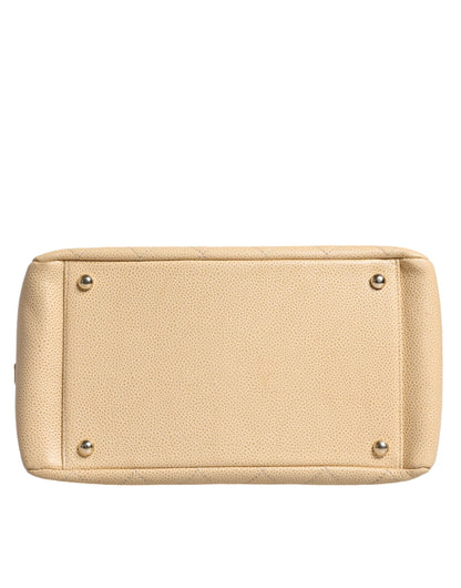 Chanel Beige Caviar De Coco Handtasche aus Leder mit Kette