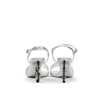 Dolce &amp; Gabbana Sandalen mit Stiletto-Absatz aus grauem Leder