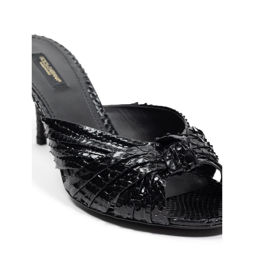 Dolce &amp; Gabbana Plateau-Sandalen aus schwarzem Schlangenleder