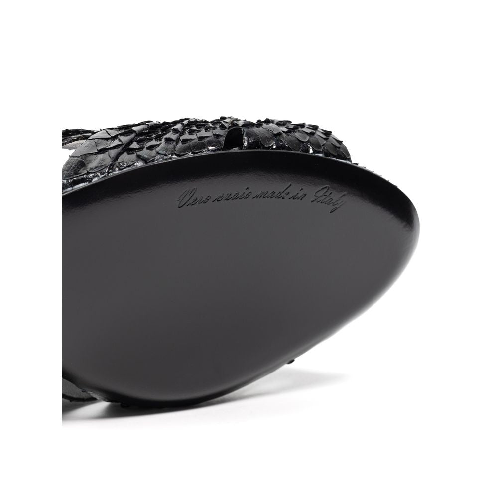 Dolce &amp; Gabbana Plateau-Sandalen aus schwarzem Schlangenleder