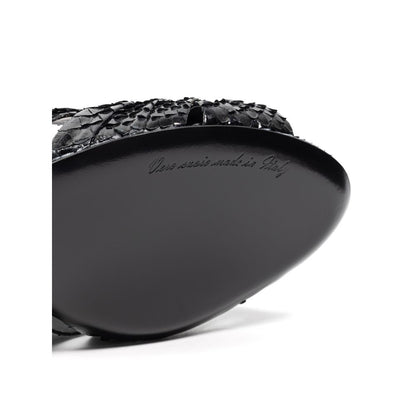 Dolce &amp; Gabbana Plateau-Sandalen aus schwarzem Schlangenleder