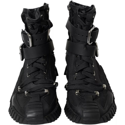 Dolce &amp; Gabbana – Schwarze Nylon-NS1-High-Top-Sneakers