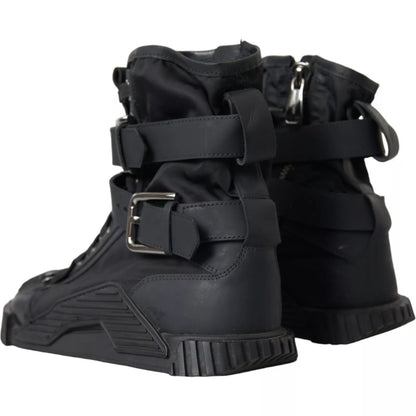 Dolce &amp; Gabbana – Schwarze Nylon-NS1-High-Top-Sneakers