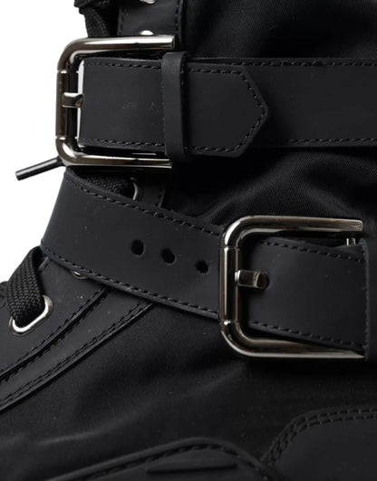 Dolce &amp; Gabbana – Schwarze Nylon-NS1-High-Top-Sneakers