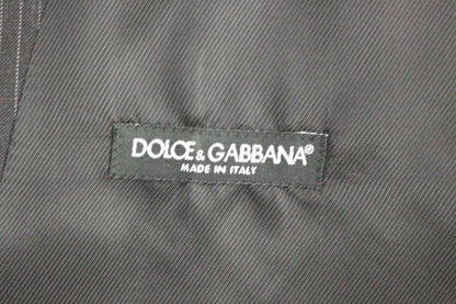 Dolce &amp; Gabbana Grau gestreifte einreihige Wollweste