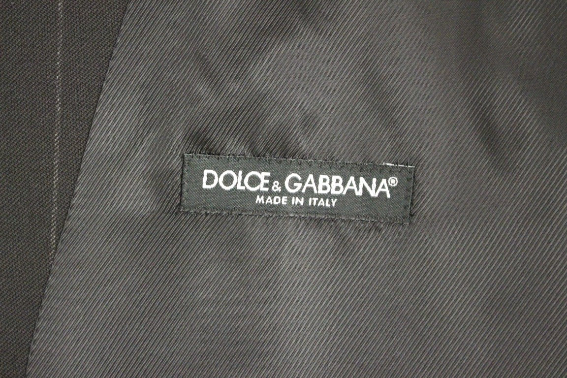Dolce &amp; Gabbana – Schwarze, gestreifte Wollweste mit Logo