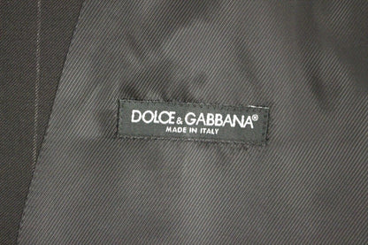 Dolce &amp; Gabbana – Schwarze, gestreifte Wollweste mit Logo