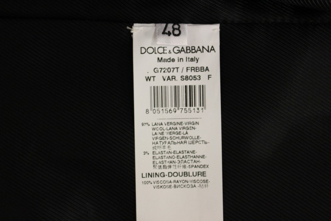 Dolce &amp; Gabbana – Schwarze, gestreifte Wollweste mit Logo