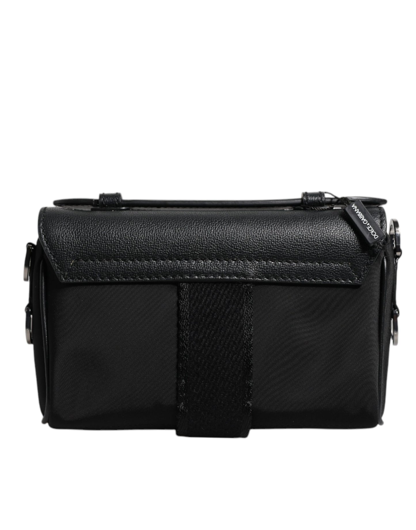 Dolce &amp; Gabbana – Schwarze Umhängetasche aus Leder mit Logo-Schild und Schnalle