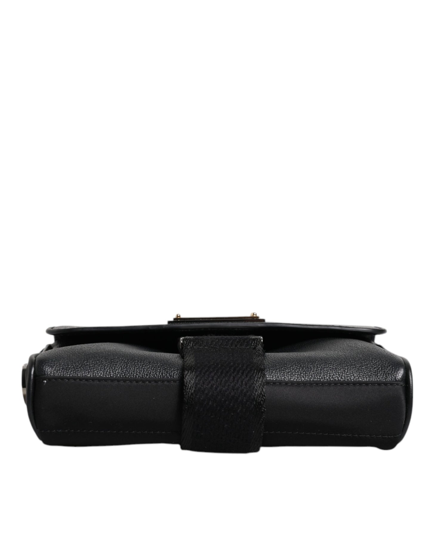 Dolce &amp; Gabbana – Schwarze Umhängetasche aus Leder mit Logo-Schild und Schnalle