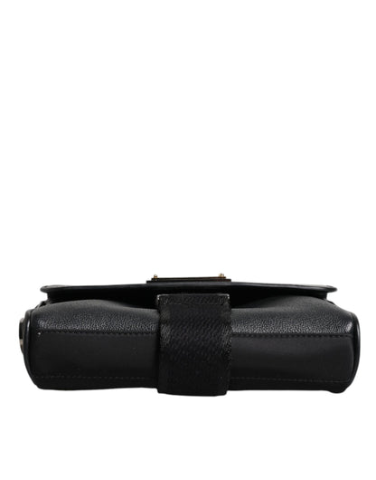 Dolce &amp; Gabbana – Schwarze Umhängetasche aus Leder mit Logo-Schild und Schnalle