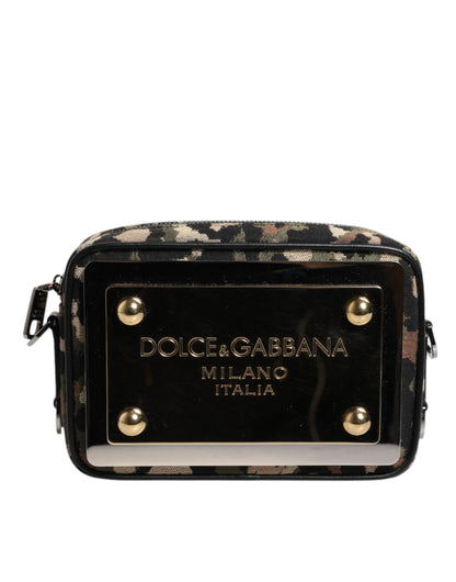 Dolce &amp; Gabbana – Mehrfarbige Umhängetasche aus Jacquard mit DG-Logo und Leopardenmuster