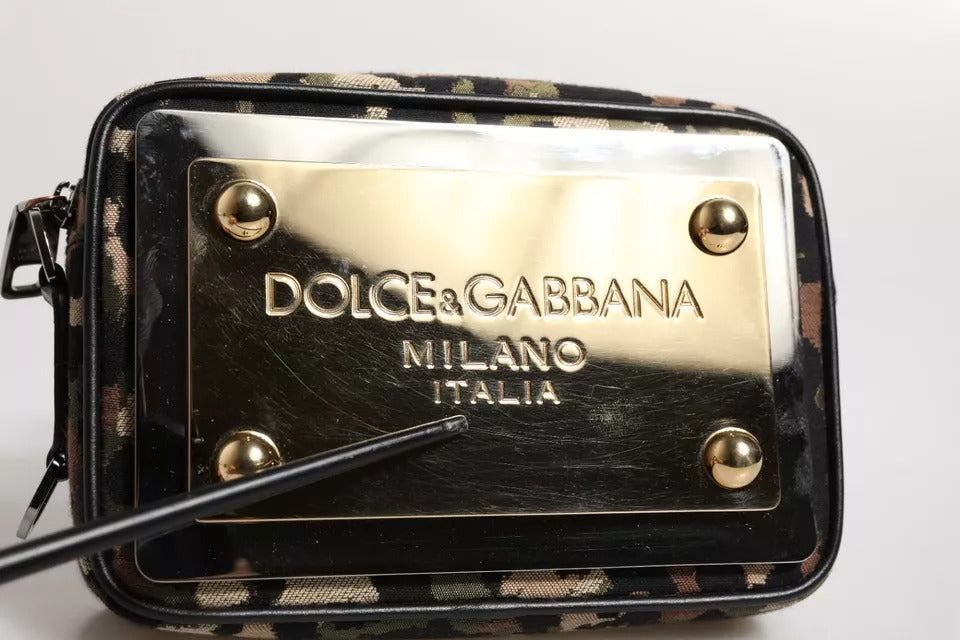 Dolce &amp; Gabbana – Mehrfarbige Umhängetasche aus Jacquard mit DG-Logo und Leopardenmuster