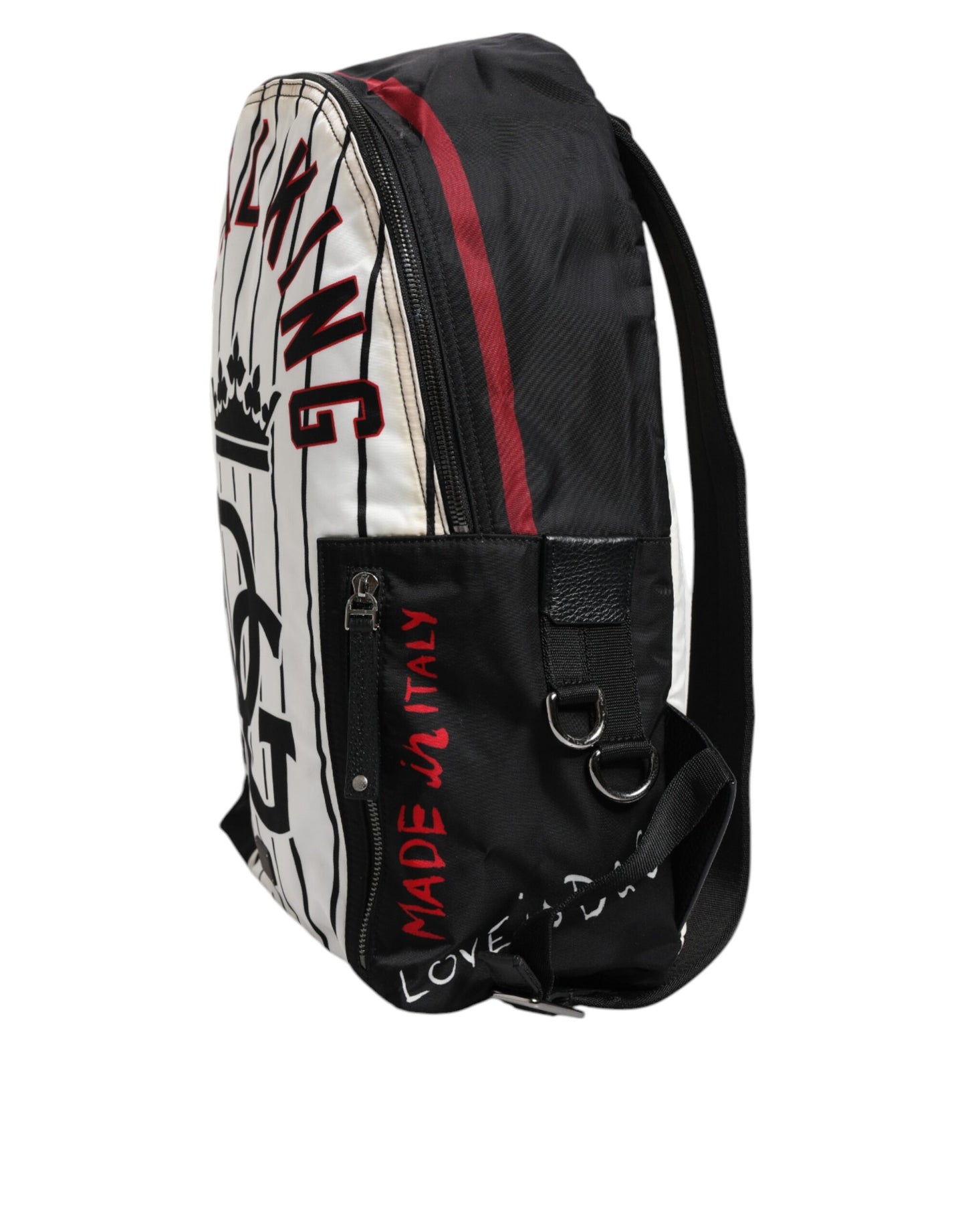 Dolce &amp; Gabbana Schwarz Weiß Vulcano Royal King Print Herren Rucksack Tasche