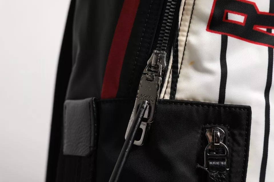 Dolce &amp; Gabbana Schwarz Weiß Vulcano Royal King Print Herren Rucksack Tasche