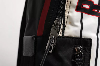 Dolce &amp; Gabbana Schwarz Weiß Vulcano Royal King Print Herren Rucksack Tasche