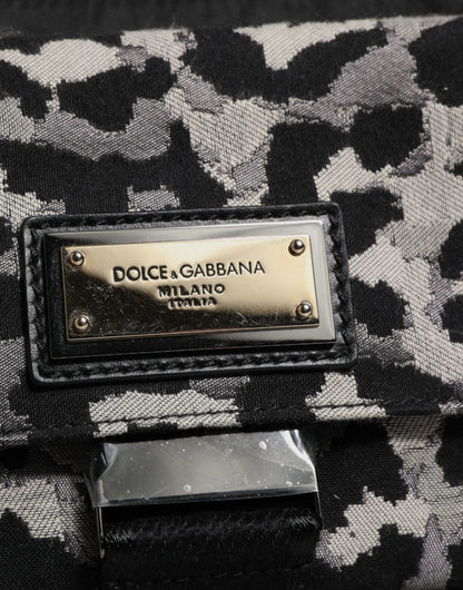 Dolce &amp; Gabbana – Mehrfarbige Umhängetasche aus Jacquard mit Leopardenmuster
