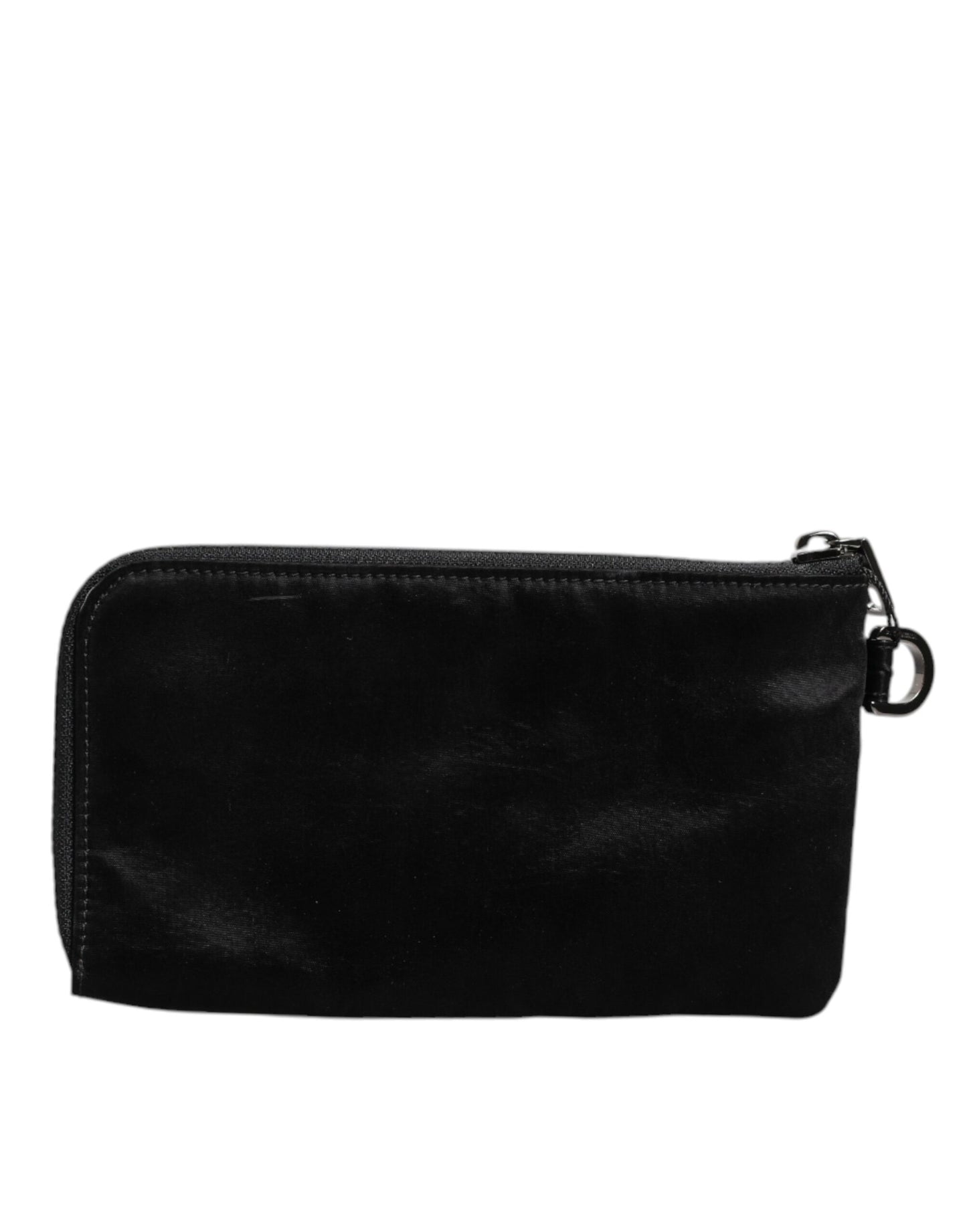 Dolce &amp; Gabbana – Schwarze Clutch aus Nylon mit Schlüsselanhänger und Logo-Plakette