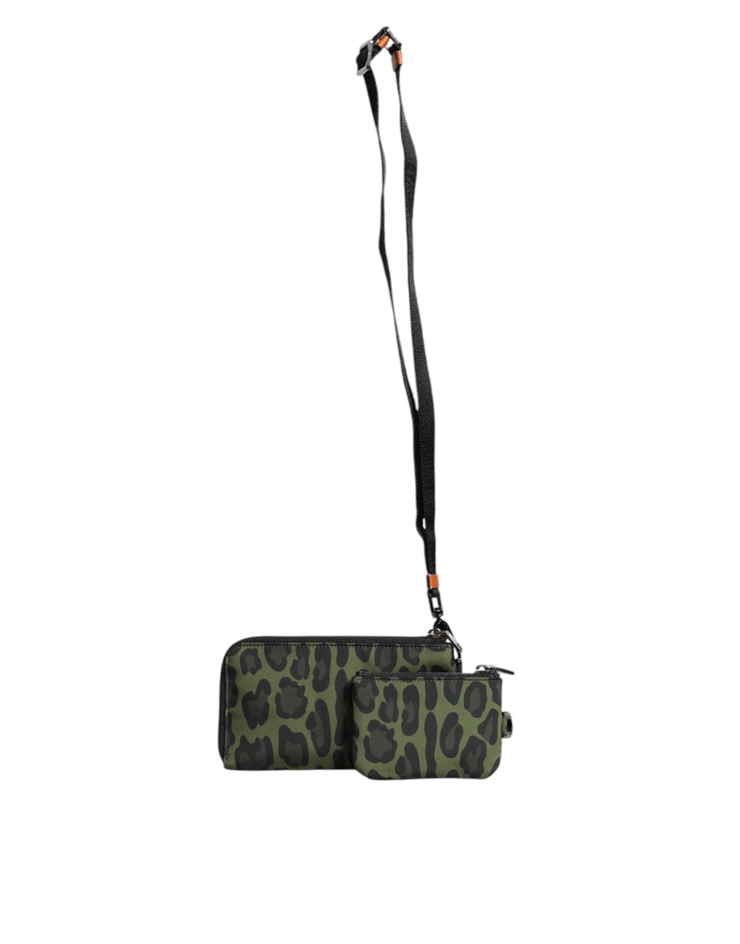 Dolce &amp; Gabbana – Multifunktionale Kit-Tasche aus grünem Leopardenleder mit Logo-Plakette