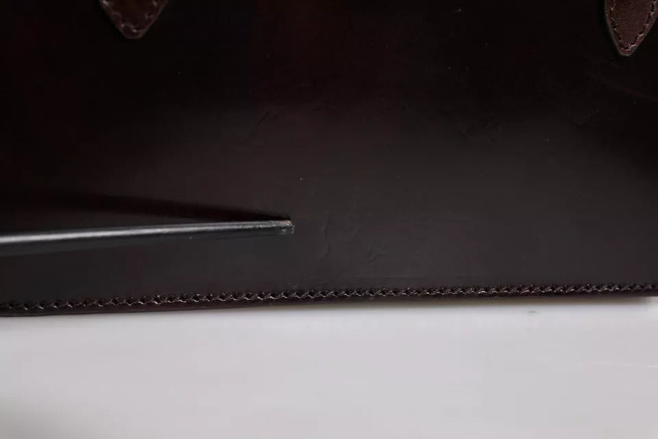 Dolce &amp; Gabbana – Kleine Umhängetasche aus kastanienbraunem Pferdeleder mit Logo-Schild