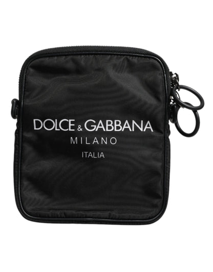 Dolce &amp; Gabbana – Schwarze Umhängetasche aus Neopren mit Logo-Print