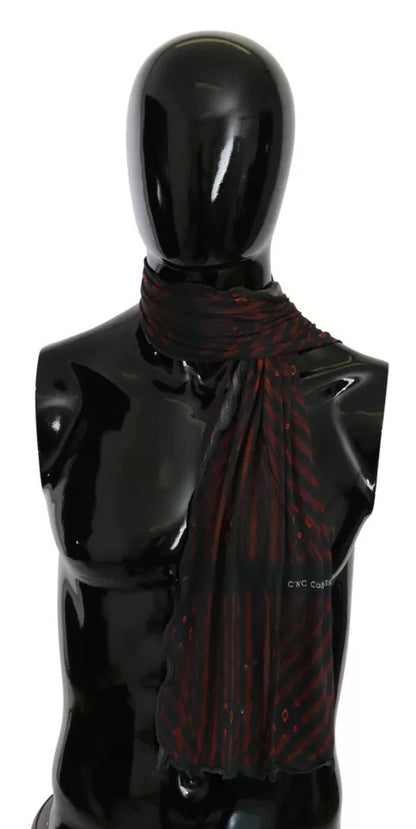 Costume National Schwarz-Roter Viskose-Foulard Markenschal