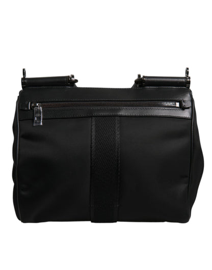 Dolce &amp; Gabbana – Sicily – Tragetasche aus lackiertem Nylon mit Leopardenmuster in Braun