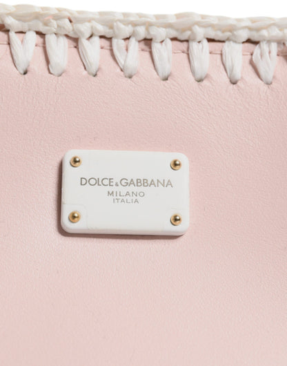 Dolce &amp; Gabbana – Umhängetasche mit weichem Lederriemen und Logo-Schild in Hellrosa